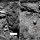 Two images of a comet's surface.